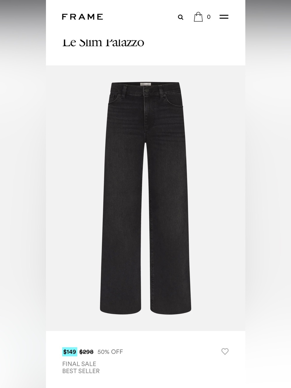 FRAME Le Slim Palazzo Jeans - Black Denim